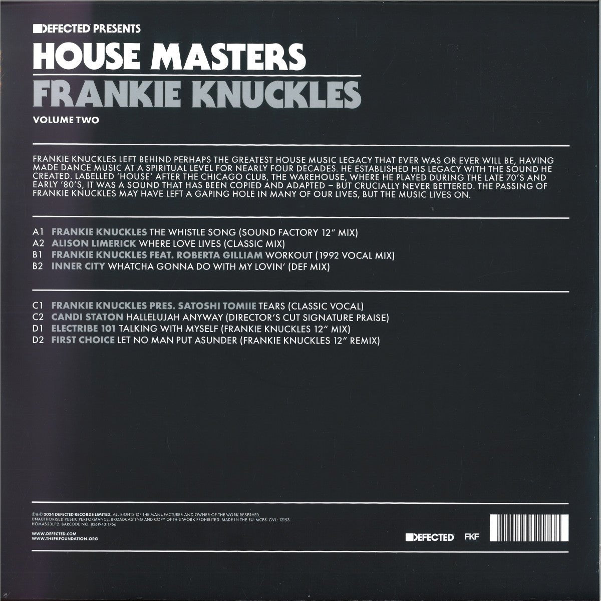 Various Artists - Defected Presents House Masters: Frankie Knuckles Volume Two - (Vinyl LP)