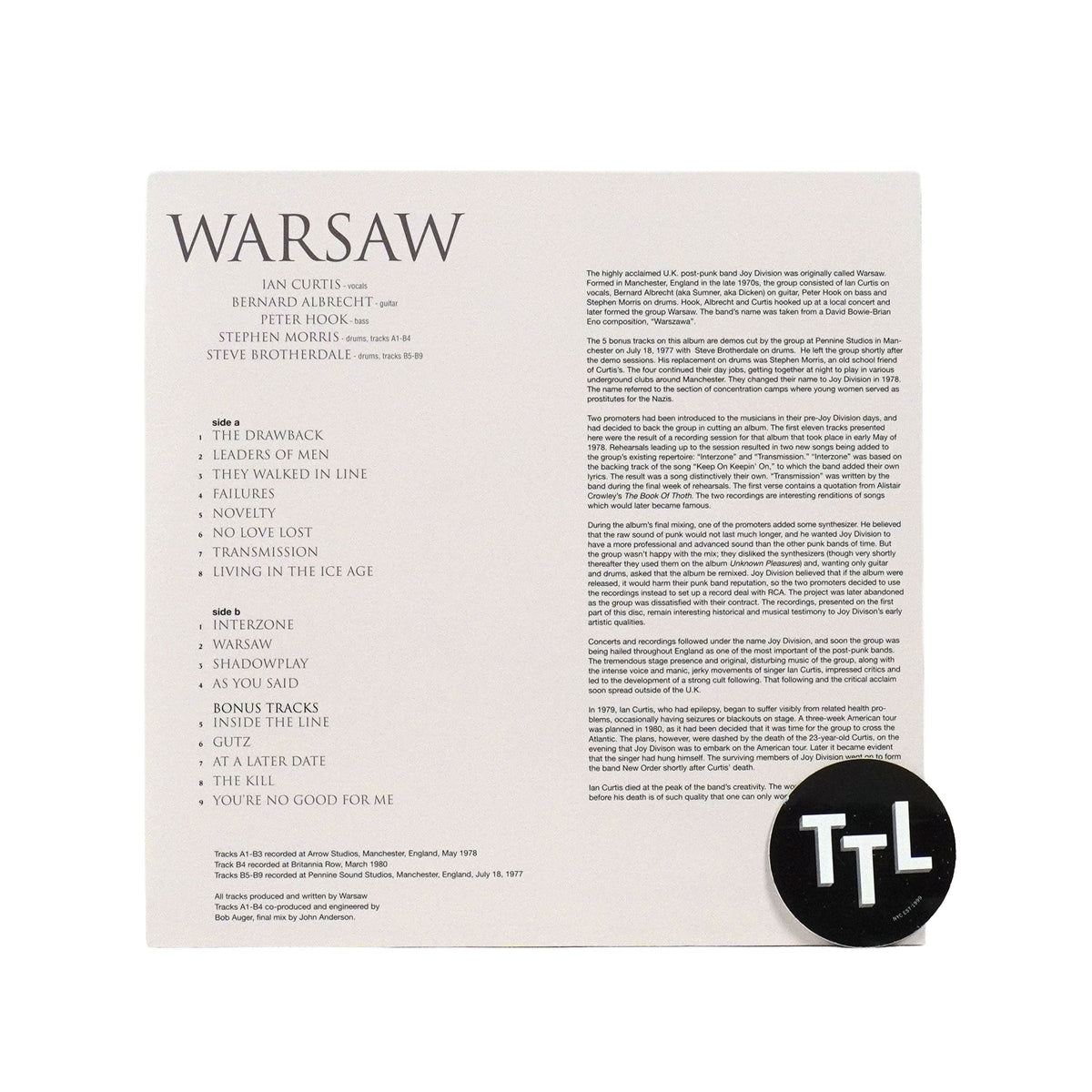 Warsaw: Warsaw (180g, Import, Colored Vinyl) {Vinyl LP}